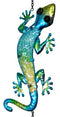 Ebros Green Camouflage Gecko Lizard Whimsical Copper Metal Wind Chime 40" Long