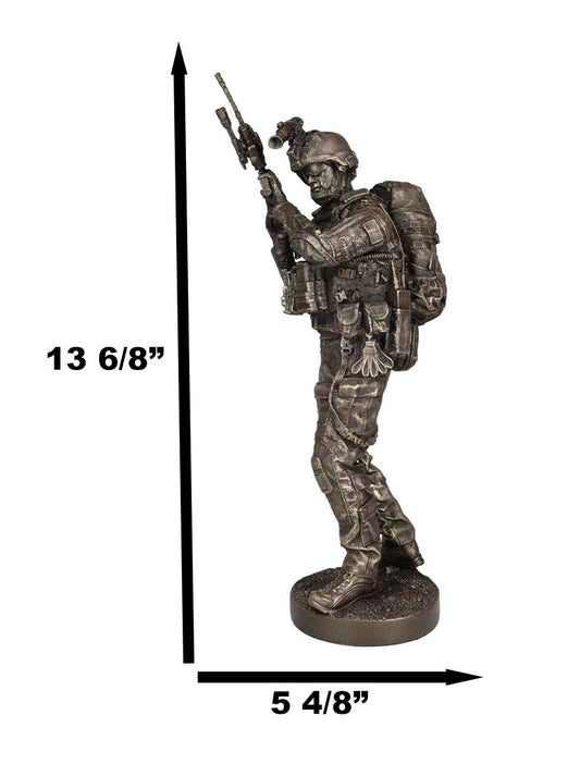 Large Modern Warfare Infantry Statue 14"H Military Rifle Unit Soldier Figurine