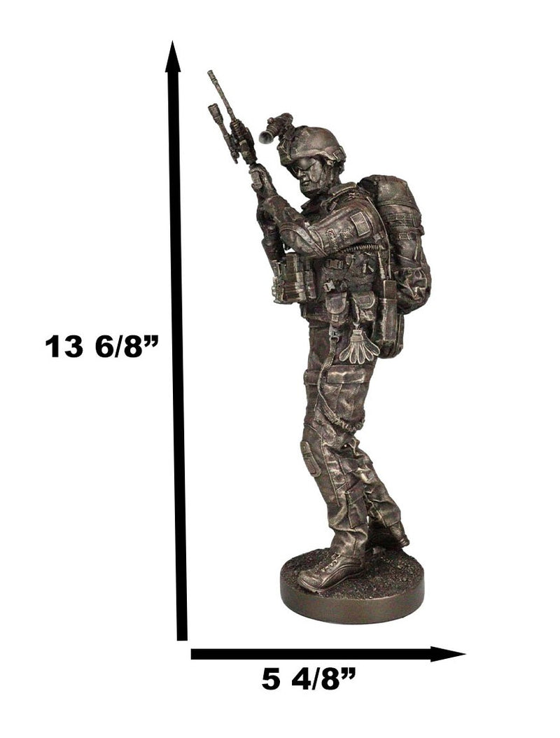 Large Modern Warfare Infantry Statue 14"H Military Rifle Unit Soldier Figurine