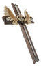 Inspirational Grand Elk Moose Bone Antlers with Spike Nails Faux Wood Wall Cross