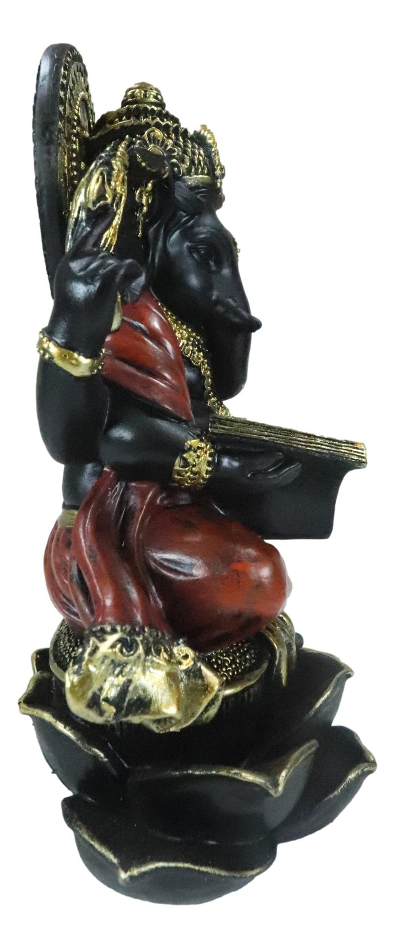 Vastu Hindu God Ganesha Seated On Lotus Writing Mahabharata Scrolls Figurine