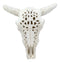 Ebros 10.5" Wide Southwest Off White Steer Bison Buffalo Bull Cow Horned Skull Head with Lace Filigree Design Hanging Wall Mount Decor - Ebros Gift