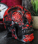 Ebros Day of The Dead Spider Web Floral Red Rose Sugar Skull Figurine
