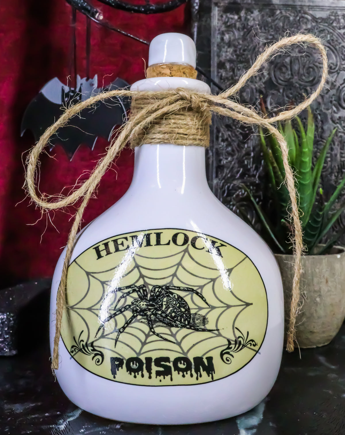 Ebros 5.5"H Ceramic Mad Doctor Small Display Container with Cork Lid (Hemlock Spider) - Ebros Gift