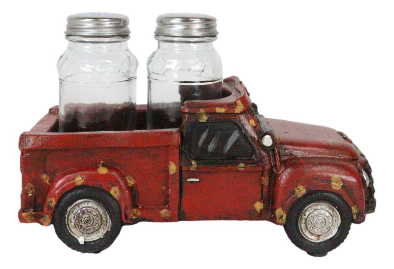 Old Fashioned Nostalgic Red Pickup Truck Holder For Glass Salt Pepper Shakers