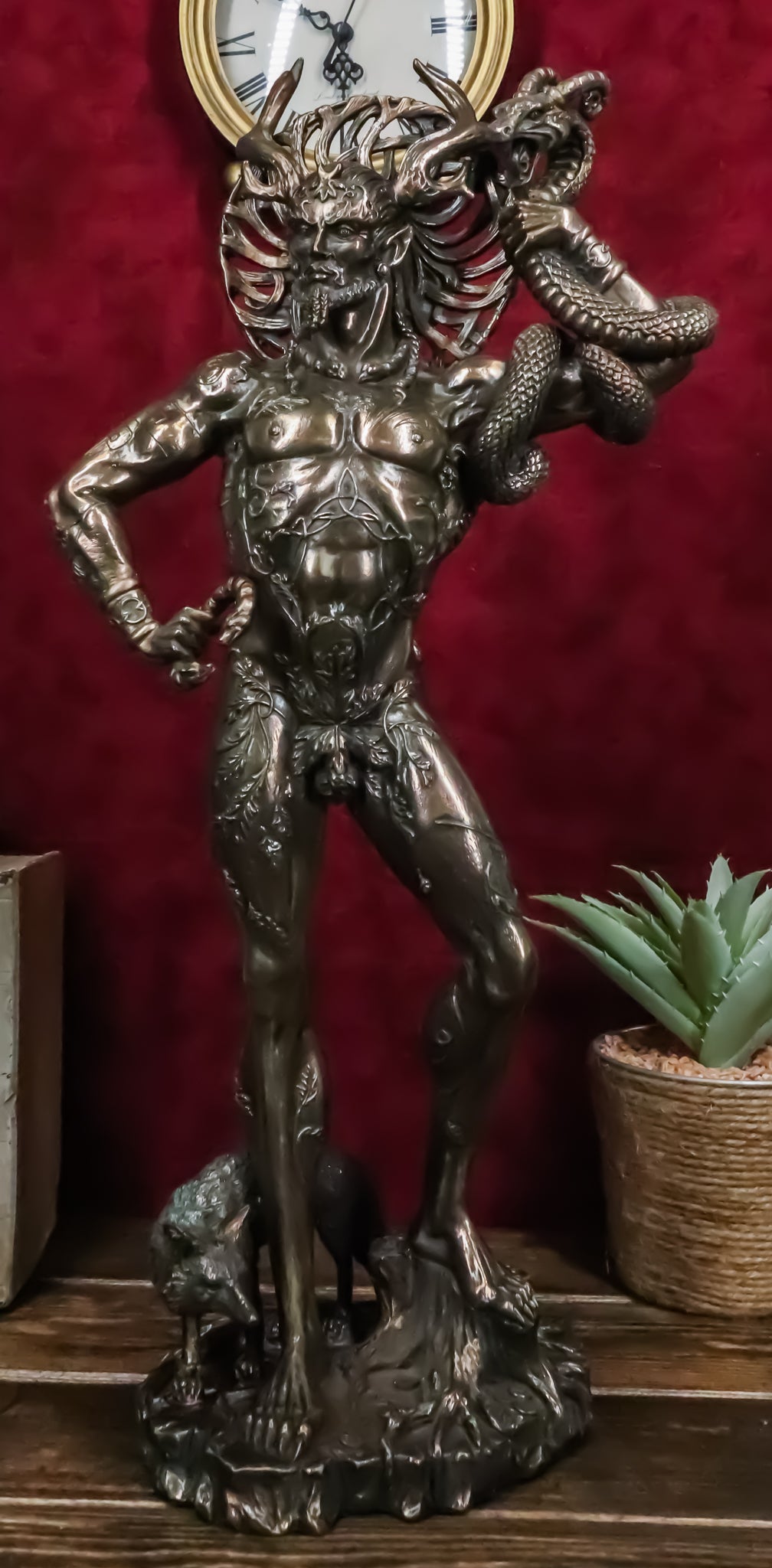Large Cernunnos Statue 18"H Celtic Horned God Wiccan Figurine Maxine Miller Art