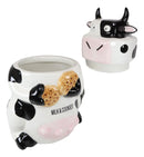 Ebros Rustic Farmhouse Holstein Moo Cow Ceramic Cookie Jar Milk Cows Decor Figurine