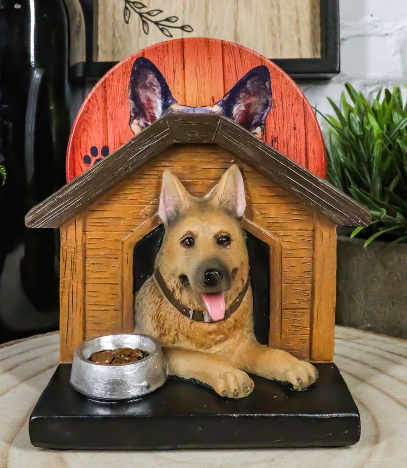 Canine Service Germen Shepherd Dog In Doghouse Coaster Set Holder And 4 Coasters