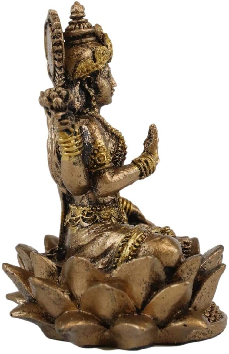 Ebros Vastu Hindu Goddess Of Prosperity Lakshmi Seated Lotus Miniature Figurine