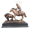 Tribal Native American Indian Hunter On Horse Roping Juvenile Bison Bull Statue