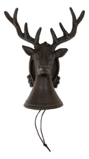 Cast Iron Rustic Vintage Western Buck Stag Deer Antlers Wall Dinner Yard Bell