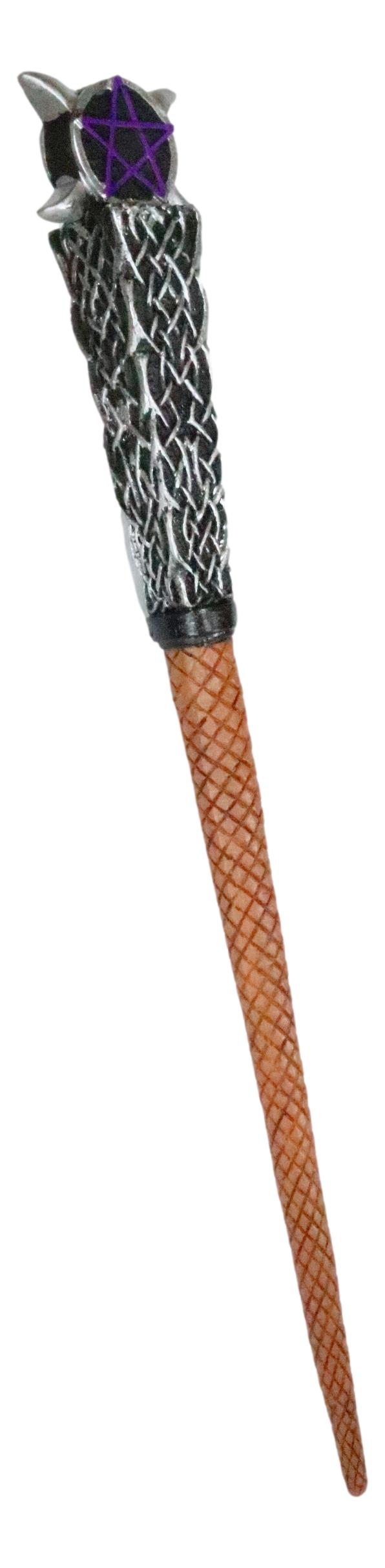 Ebros Wicca Sacred Moon Triple Moon Pentagram Magic Wand Cosplay Prop 14"L