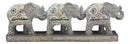 Ebros Feng Shui 3 Silver Geometric Elephants Statue W/ Tapestry Blanket Design