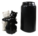 Ebros Colorful Ceramic Black White Cats Couple Hugging Dancing Salt Pepper Shakers Set