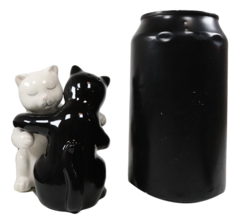 Ebros Colorful Ceramic Black White Cats Couple Hugging Dancing Salt Pepper Shakers Set