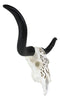 Large 27 Inch Long Legacy Longhorn Cow Black and White Tattoo Design Figurine
