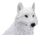 Ebros Large Artemis Wildlife Sitting Alpha Albino Ghost White Wolf Statue 20.5"H