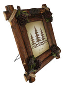 Rustic Western Fall Festive Pinecones With Wooden Logs Picture Frame 8"X10"
