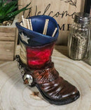 Rustic Western Texas State Flag Fancy Cowboy Boot With Spur Toothpick Holder
