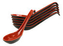 Red And Black Melamine Ladle Style Hot And Cold Soup Spoons With Hook Ends 1oz Set of 6