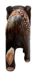 Balinese Wood Handicrafts Jungle Elephant With Eggskin Shells Figurine 10"H