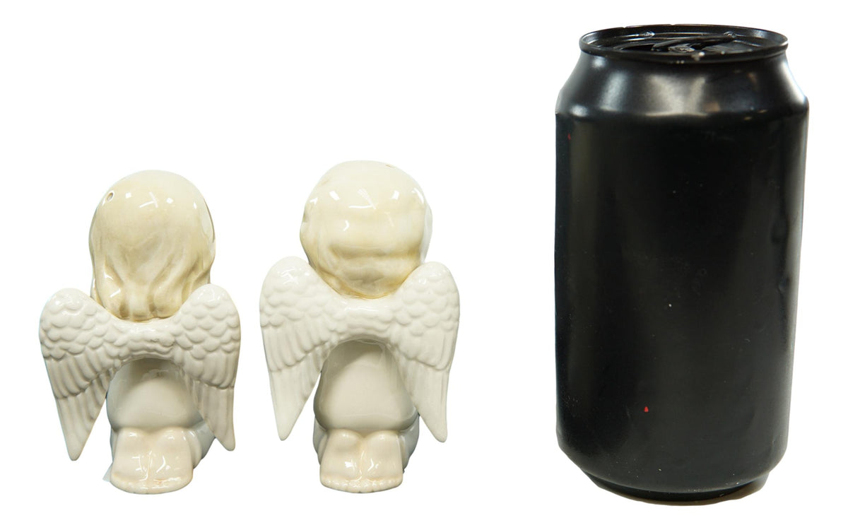 Ebros Nostalgic Praying Boy And Girl Angels Magnetic Ceramic Salt Pepper Shakers Set