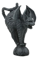 Bizarre Gothic Bat Winged Vampire Cat Gargoyle Statue 7"H Stoic Feline Guardian