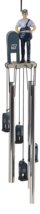 Ebros Gift Decorative United States Postal Mailman Postman Standing by Public Mail Box Resonant Relaxing Wind Chime Patio Garden Home Accent Shipping Delivery Cargo and Mail Letters Post Office
