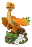 Ebros Fantasy Green Thumb Fruity Vitamin Orange Dragon Statue Fairy Garden Collectible