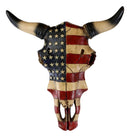 Western Patriotic US American Flag Steer Bison Bull Cow Skull Wall Decor Plaque