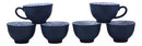 Blue Vintage Victorian Palm Leaves Design Large Porcelain Mug 19oz 5.25"D Set 6