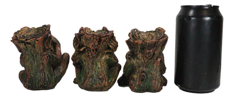 Wiccan Forest Tree Spirit Gods See Hear Speak No Evil Greenman Figurines Set