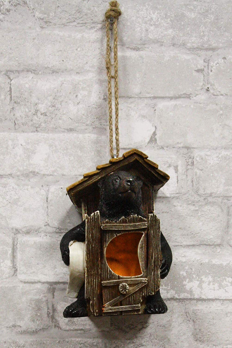Ebros Rustic Black Bear Hut by Birdhouse Bird Feeder Hanger with Jute Strings
