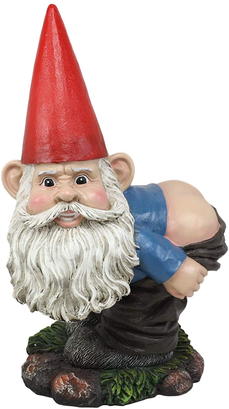 13.5"H Large Naughty Fun Prank Bare Butts Mooning Grumpy Garden Gnome Statue - Ebros Gift