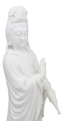 Water And Moon Bodhisattva Goddess Kuan Yin Standing On Lotus Statue 12.75"H