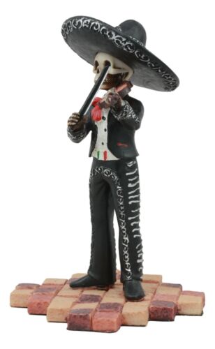 Day Of The Dead Wedding Band Mariachi Violin Player Skeleton Statue 5.25"H