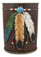 Ebros Feathers Turquoise Stone and Beads Dream Catcher Waste Basket Bin 9.5"H