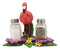 Ebros Tropical Paradise Pink Flamingo Holder W/ Salt & Pepper Shaker Set 7.25" L