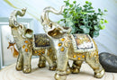 Ebros Bejeweled Mosaic Feng Shui Elephant With Trunk Up Statue 6"Tall Set of 2