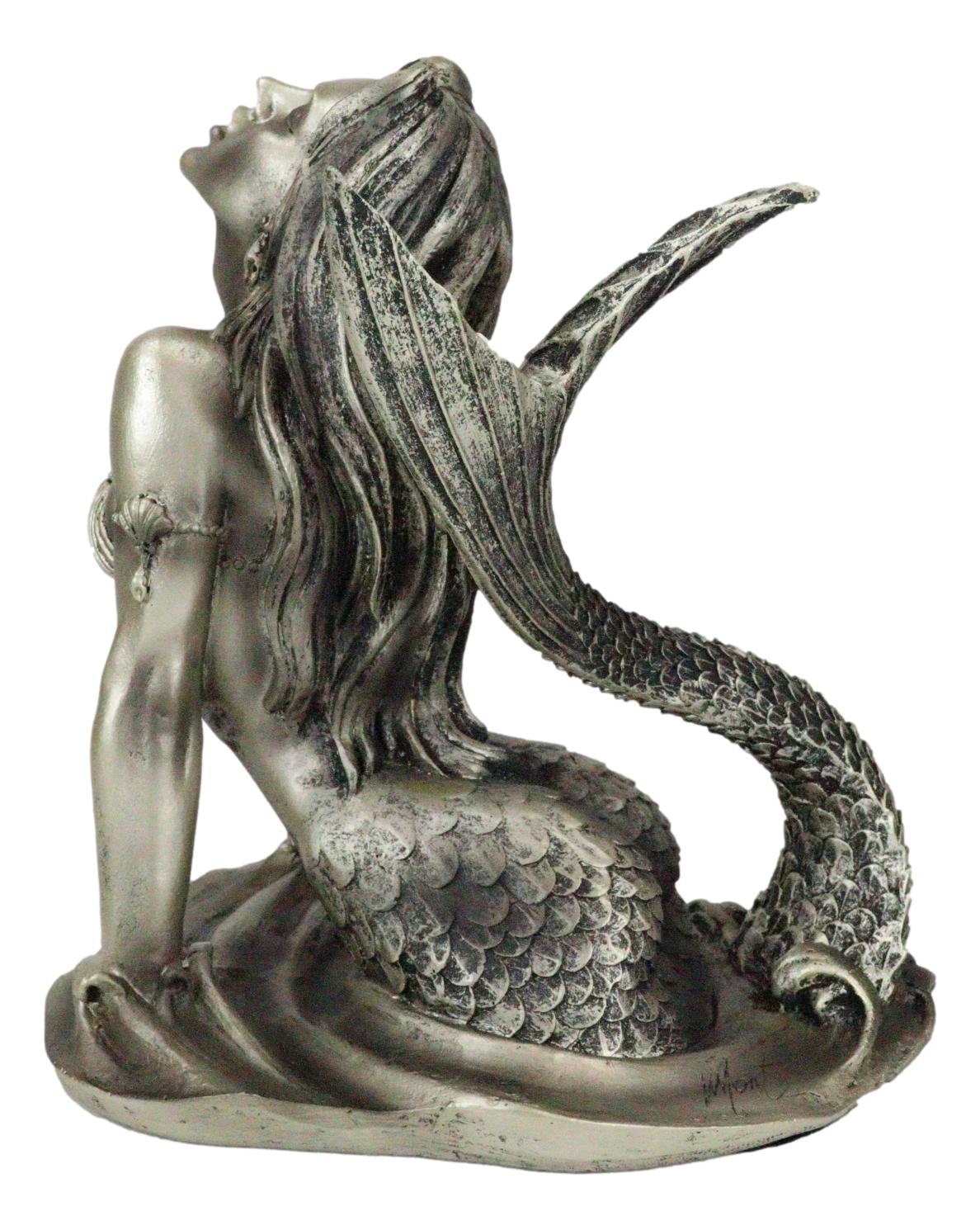Ebros Aged Bronze Resin Seductive Siren of The Seas Mermaid Statue 7"H Figurine - Ebros Gift