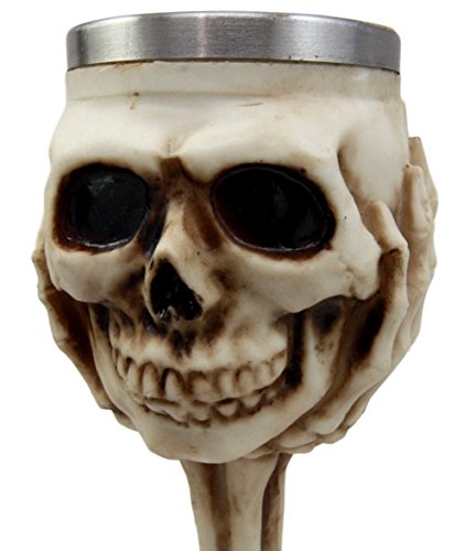 Ebros Gift Ossuary Skeletal Claw Hand Skull Wine Drink Goblet Chalice Cup Figurine 6oz