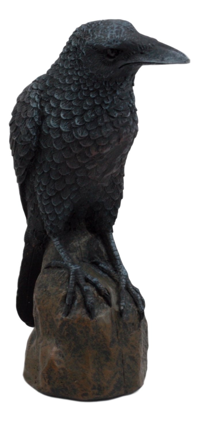 Ebros Gothic Raven Statue Crow Scavenger Bird Perching On Rock Figurine 6"H - Ebros Gift