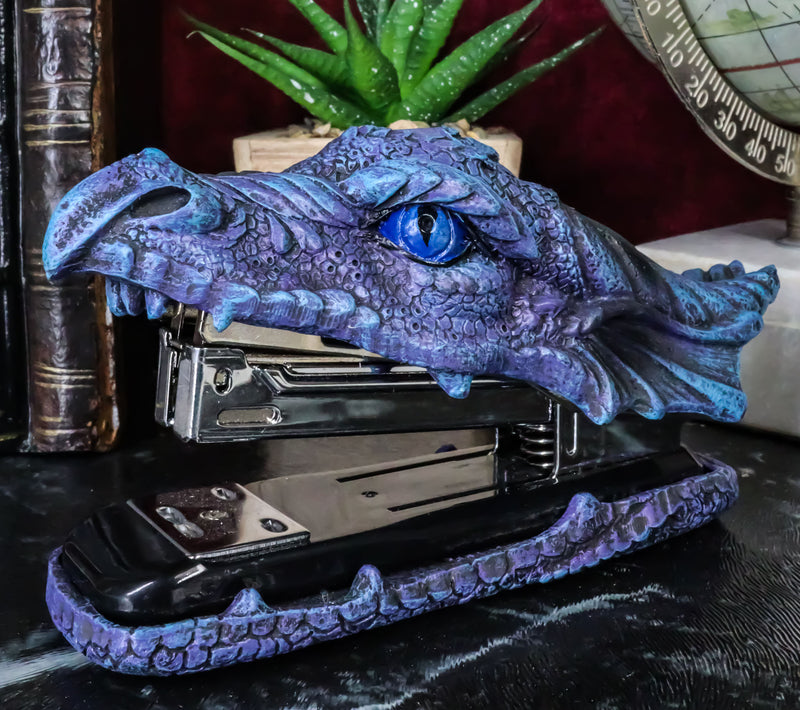 Ebros Legendary Blue Ice Fire Dragon Head Stapler Light Duty Office Desktop Accessory