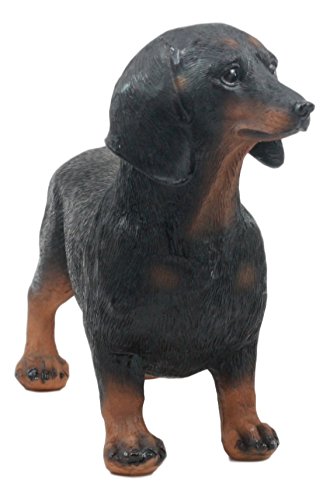 Ebros Adorable Black And Tan Dachshund Dog Statue 8" Long Schnitzel Sausage Wiener Dog Figurine