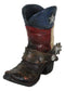 Rustic Western Cowboy Faux Leather Texas State Flag Boot With Spur Pen Holder