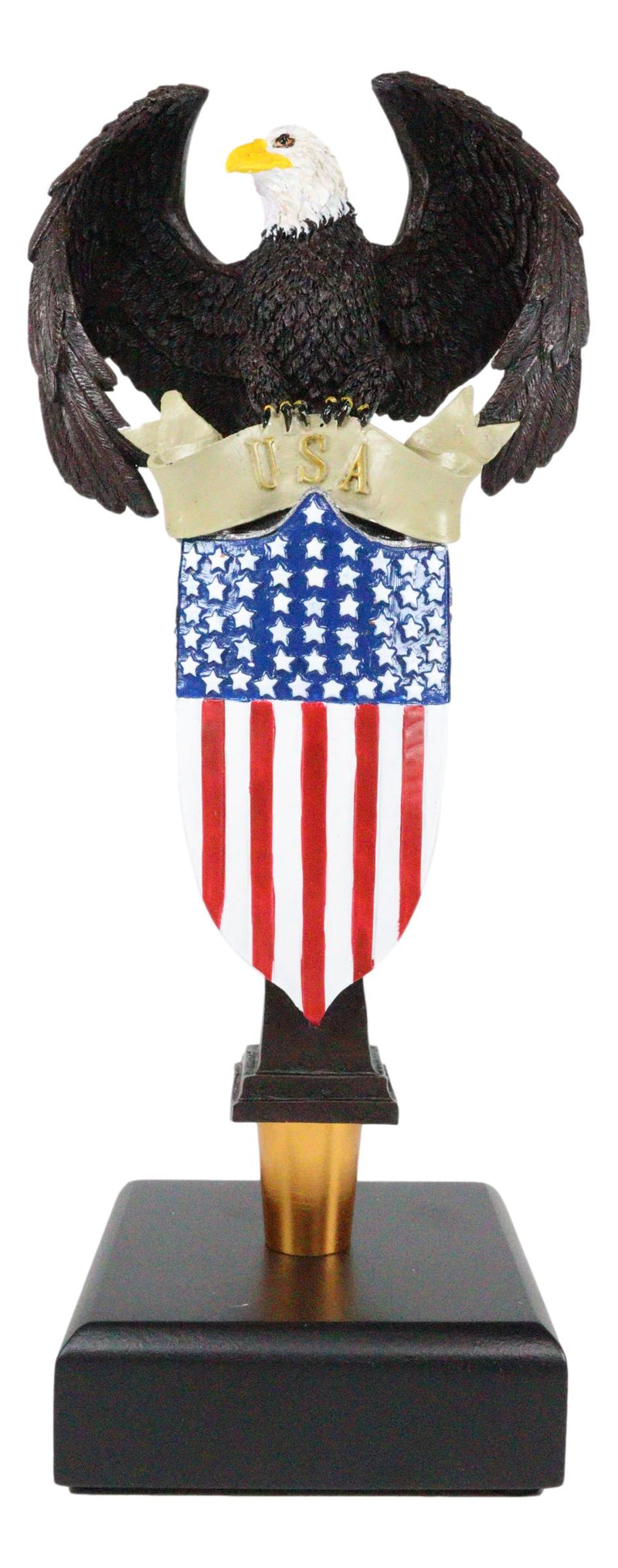 Ebros American Bald Eagle USA Flag Shield Novelty Beer Tap Handle Figurine With Base