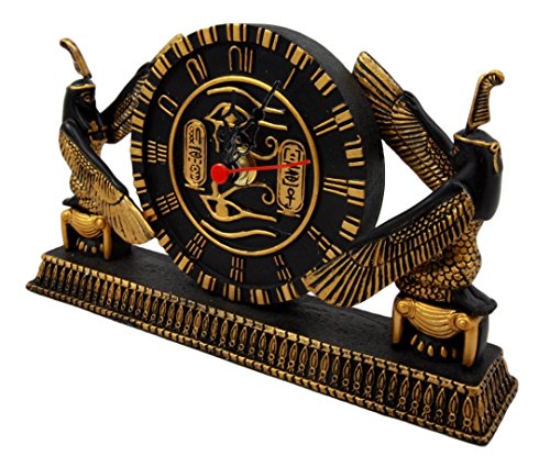 Ebros Egyptian Kneeling Goddess Maat Isis With Wedjat Table Clock Figurine 8" L