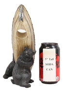 Ebros Whimsical Rustic Decorative 2 Black Bears Joint Lifting A Canoe Boat Wine Holder Figurine 9.5" High Bear Family Teamwork Storage Kitchen Organizer Decor for Cabin Lodge Cottage Western Home
