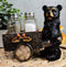 Ebros Black Bear Pushing Vintage Wagon Cart Salt And Pepper Shakers Holder Set