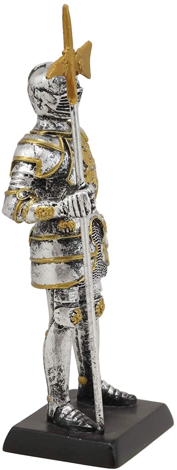 Ebros Medieval Venetian Axe Halberdier Knight Dollhouse Miniature Figurine 5"H
